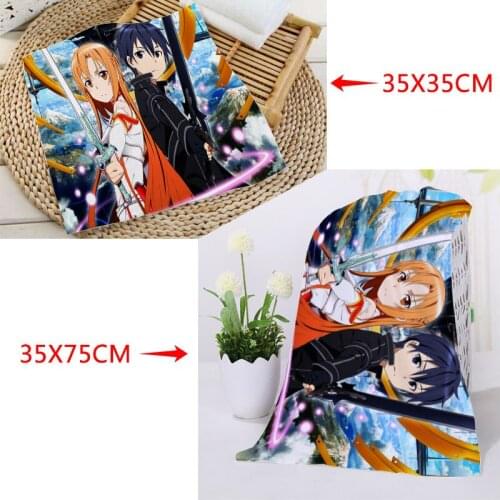 Sword Art Online Towels Square rectangle Towels Size 35x35cm 35x75cm Microfiber Fabric Face Towel Custom logo