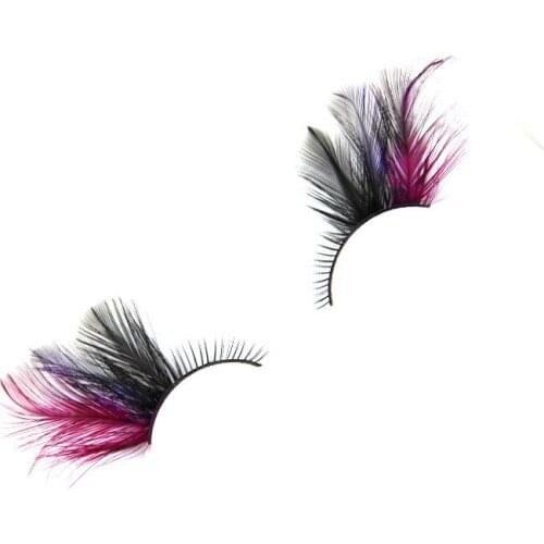 1 Pair Feather Dot False Eyelashes Makeup Eye Lash Halloween Xmas Show Masquerade Natural Colorful