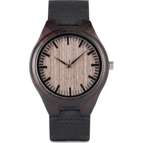 BOBO BIRD Luxury Brand Ebony Wood Watch Customized Gift Quartz Movement Wristwatch for Son Mom Dad Boyfriend Engraved