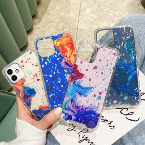 Luxury Art Colorful Glitter Case For Iphone 12 11 Pro Cover Candy Silcone Shockproof Air Bag For 6 7 8 Plus X Xr Xs Max Cover