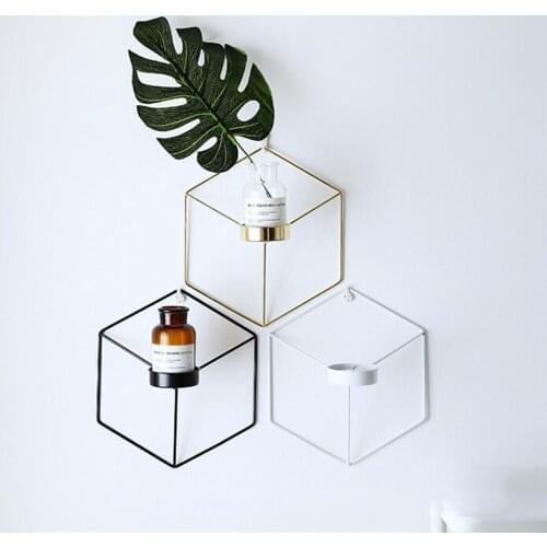 Hexagon Iron Wall Mounted Vase Simple Stereo Iron Puzzle Wall Decoration Planter Flower Arranger