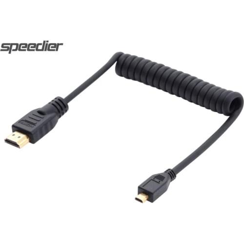 Mirco MINI HDMI-compatible Spring cable BMCC BMPC FS5 C100 II 4K 30P PS4 HD video signal cable 3840x2160 30P stretch Coiled