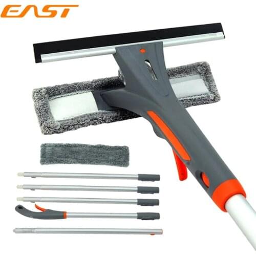 East Spray Glass Window Washing Brush Multi Section Pole Window Cleaner Wiper Squeegee Household Cleaning Tools