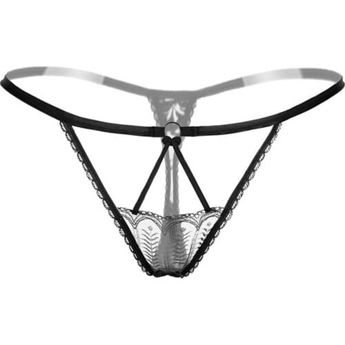 Sexy bandage lace floral G-String for women hollow out elastic thong underwear ladies transparent mesh briefs underpants
