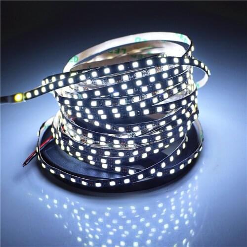 Ultra Bright 5M 600 LED Strip light 12V 2835 SMD 120LEDs/M 5mm Width White / Black PCB Flexible Decor Tape Lamp Diode Robbin