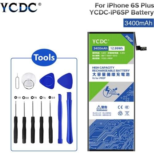 YCDC High Capacity 3400mah Mobile Phone Battery For iPhone 6S Plus 6S+ 6SPlus Battery Replacement Phone Batteries + Repair Tools