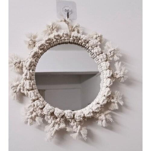Macrame Mirror Handmade Tapestry Makeup Mirror Wall Decoration Home Porch Mirrors For Home Makeup Bath Room Home Decor