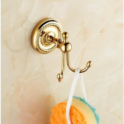 Golden bathroom cloth hook bathroom robe hooks single cloth shelf towel hook towel clothes row hook golden color