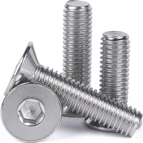 10/50pc M2 M2.5 M3 M4 M5 M6 M8 304 A2 Stainless Steel GB70.3 Hexagon Hex Socket Head Flat Countersunk Allen Bolt Screw L=3-100mm