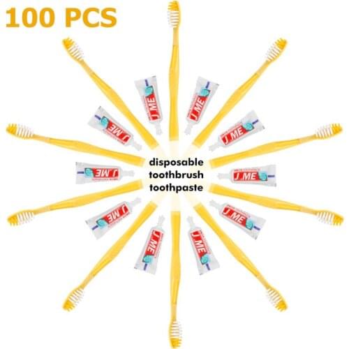 100/50/20Pcs Disposable Toothbrush With Toothpaste Wash Set Portable Travel Hotel Convenient Teeth Cleaning Brush For Wholesale