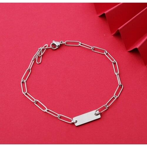 100% Stainless Steel Bracelet Blank For Engrave Metal Link Chain Bracelets Mirror Polished Wholesale 5pcs