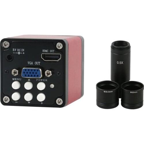 13MP 720p CMOS HDMI VGA Microscope Camera Set + CCD 0.5X C-Mount Lens Microscope Eyepiece for 23.2mm+30mmm+30.5mm Ring