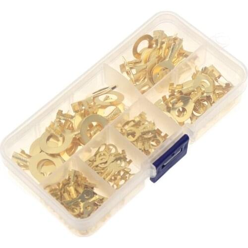 150 Pcs Cable Ring Terminal Ring Cable Lugs Copper Lugs Ring Terminals Connectors Brass Crimp Cable Wire Terminals