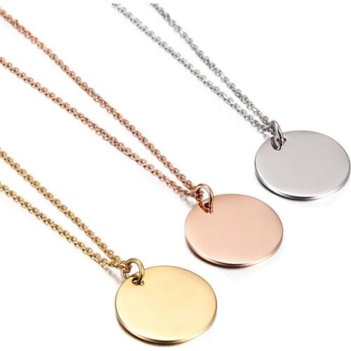 2019 Stainless steel necklace for women elegant clavicle Sculpture wedding jewelry gift wholesale round circle pendant necklace