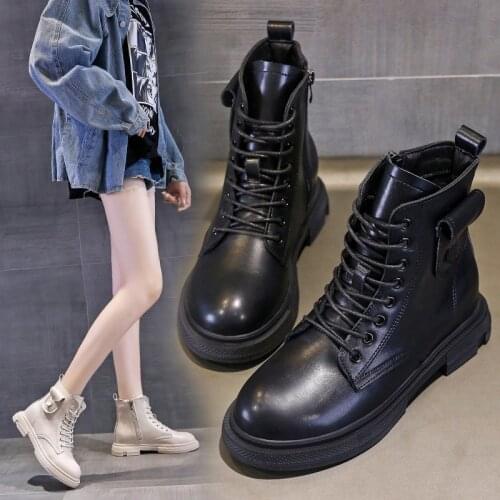 2020 new Spring and Autumn pure color retro chimney boot fashion Martin boot female joker motorcycle boot X517