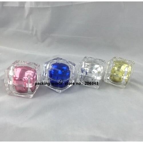 30G pink/gold/blue/silver square shape cream jar for day cream/eye cream/night cream/gel/moisturizer/essence plastic jar packing