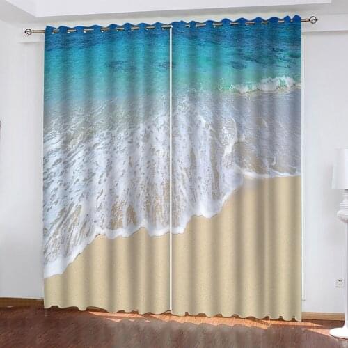 3D Curtain Custom Size Waves On The Beach Photo Living Room Bedroom Full Shading Heat Insulation Window