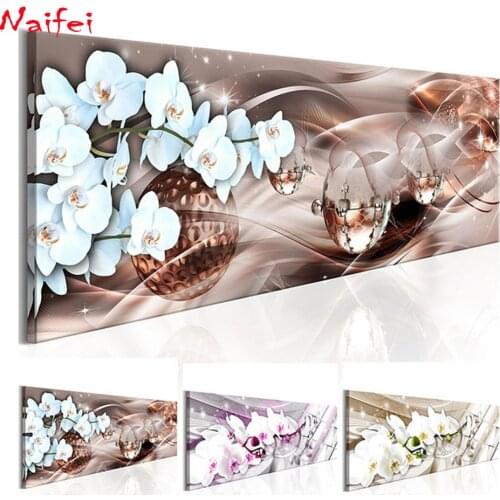 New 5D Diy Diamond Embroidery Orchid Full square round diamond Cross Stitch Diamond Painting Mosaic Kit Flowers home decoration