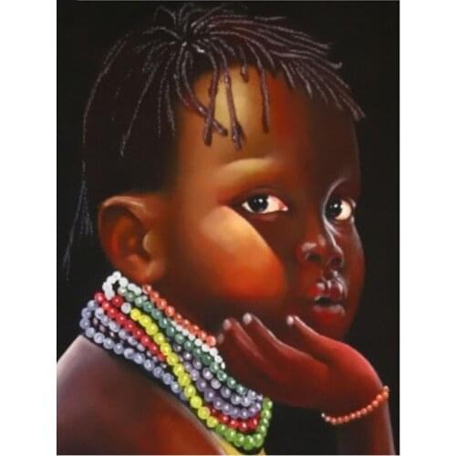 5D Diy Diamond Painting Cross Stitch African boy Diamond Embroidery Full Square round drills Mosaic Paintings by numberZP-2827