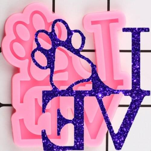 Shiny Glossy Letter Cat Paw Silicone Mold Epoxy Resin Craft Keychain Mould Pendant Polymer Clay Moulds DIY Handmade Charms Molds