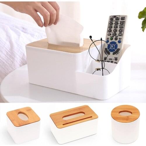 Wood + PP Waterproof Tissue Box Wet Tissue Holder Baby Wipes Paper Storage Box Paper Towel Dispenser Office Napkin Organizer