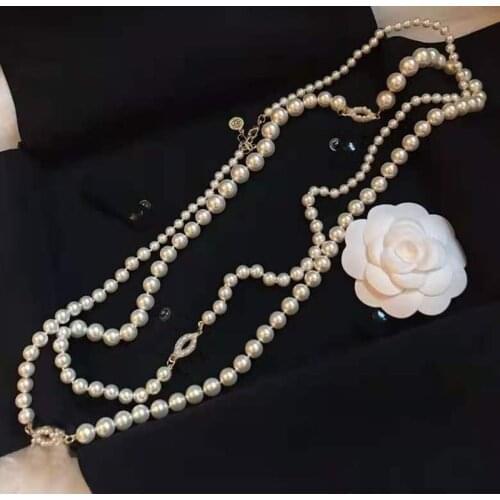 Factory Autumn Winter The Latest Style Pearl Long Necklace.Many Ways To Wear All-Match Sweater Pearl Necklace Jewelry