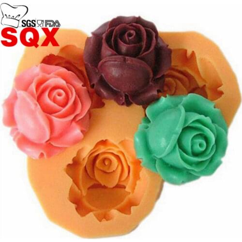 Bakeware & Tools Baking Mould 3 hole roses Shape Silicone Mold For Fondant Jelly Candy Chocolate Cake Decoration SQ1468