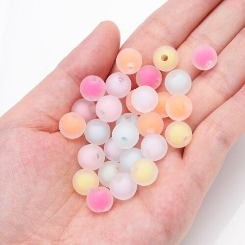 IYOE 30pcs 10mm Matte Round Beads Sweet Acrylic Spacer Beads For Jewelry Making Bracelet Necklace Earring DIY Supplies