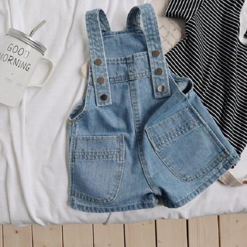 Summer New Style Boys And Girls Simple Overalls, Small And Medium-sized Childrens Handsome Trendy All-match denim shorts