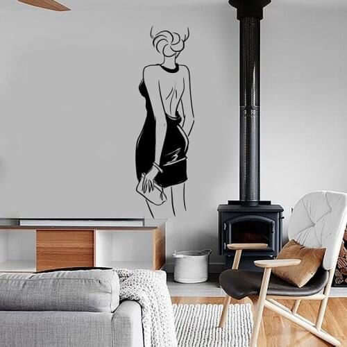 Fashion Studio Wall Decal Fashion Girl With Purse Sexy Beautiful Vinyl Sticker Mural Art Decor E508