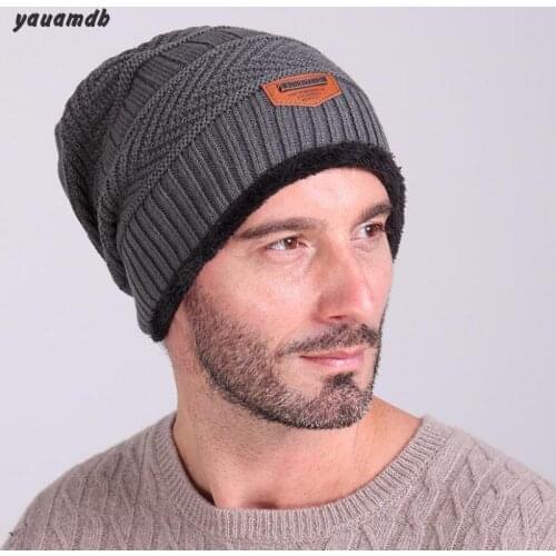 Yauamdb Men Hats Winter Man Hat Male Caps Knitted Sweater Skullies Bonnet Wool Hat Snap Slouch Bonnet Cap Y17