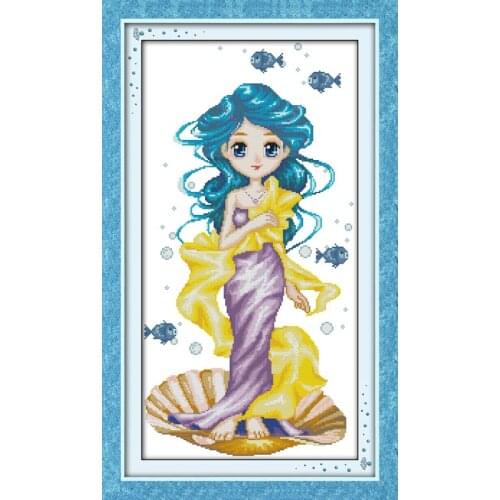 Ocean baby Cross Stitch Kits Embroidery Needlework Kit Home Decor Beginner Printed Canvas DMC Counted printed Cross-stitch set