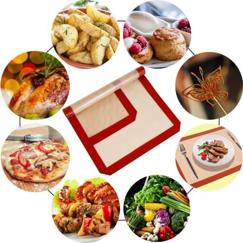 GENNISSY Non-Stick Silicone Baking Mat Set of 3,with Silicone Spatula and Pastry Brush,Reusable Baking Paper for BBQ,Party