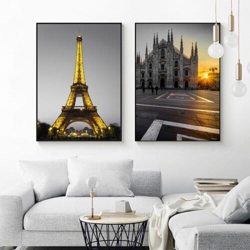 Nordic Black White Street view wall art Canvas posters Painting Prints landscape art Pictures for Living Room Morden Home Decor