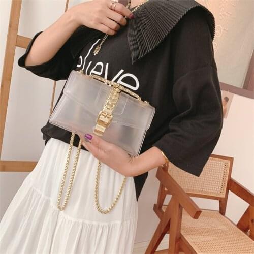 2021Summer New Gradient Jelly Bag Fashion Contrast Color Chain Bag Women Crossbody Shoulder Bag Ladies Small Bag Transparent sac