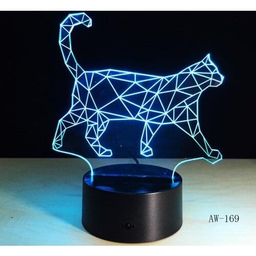 The New Walking Cat 3D Nightlight Acrylic Stereoscopic LED Colorful Lamps Plug-in gradient Atmosphere Lamp Drop shipping AW-169