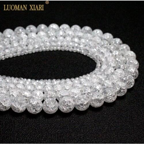 Wholesale Faceted Clear White Snow Cracked Crystal Natural Stone Beads For Jewelry Making DIY Bracelet Necklace 4/6/8/10/12mm