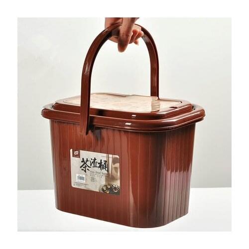 Plastic tea bucket long square tea barrels with covered tea slag barrels liner filter trash tea ceremony