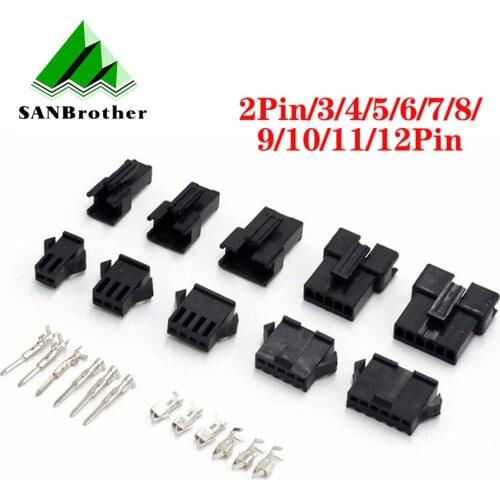 3D Printer connectors SM2/3/4/5/6/7/8/9/10/11/12 Pin Pitch 2.54MM Female and Male Housing + terminals SM-2P SM-2R JST SM2.54
