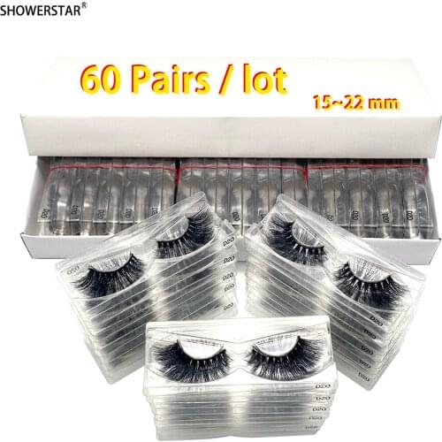 60 Pairs Wholesale Make Up 5D Mink Eyelashes Natural Fluffy Extension Hair Eye Lashes No Box 16~25 MM A19 A14