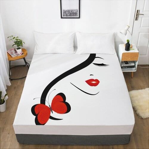 Luxury Elastic fitted sheet bed sheet With An Elastic Band Mattress Cover 150x200/160x200 Bed cover for home Woman white