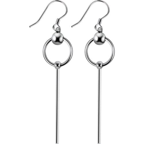 Silver Bar Earrings 100% Real 925 Sterling Silver Jewelry Drop Earrings