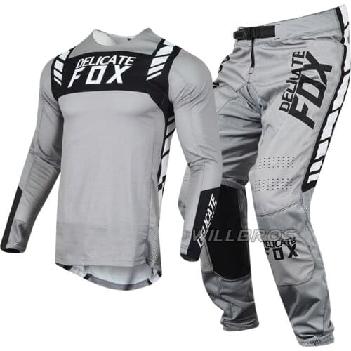 4-Way Stretch Fabric Jersey Pants Delicate Fox Flexair Mach Gear Set MTB ATV Bike Riding Kits Mountain Bicycle Offroad Suit