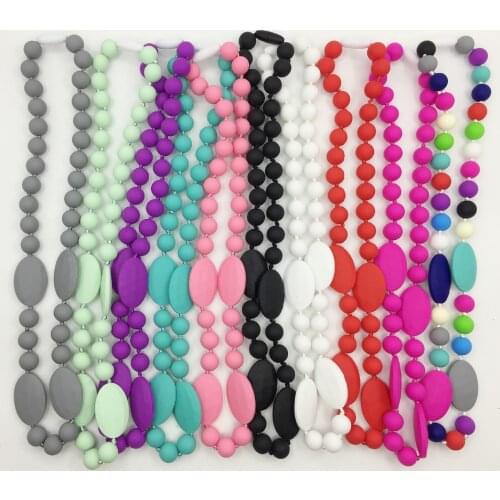 Baby and Mommy Beads Food Silicone Teething Necklace Pendants Nursing necklace rainbow chew necklace,baby teether bead necklace