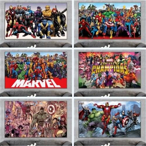 Marvel Superhero Captain America Canvas Painting Poster and Prints Wall Art Pictures for Kids Bedroom Decor Cuadros