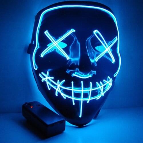 Halloween Led Mask Masquerade Party Masks Neon Masker Light Glow In The Dark Maske Horror Masque Color Mascaras Glowing