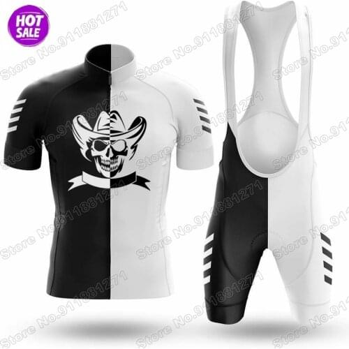 Maillot 2021 White Black Skull Cycling Jersey Set Men Cycling Clothing Road Bike Shirt Suit Bicycle Bib Shorts MTB Ropa Ciclismo