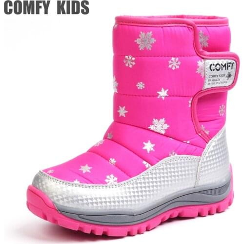 COMFY KIDS Warm Waterproof snow Boots Shoes For Boy and Girls Thicken Plush Winter TPR Sole Boots For Child fashion kids shoes