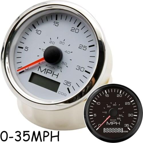 Waterproof 85mm GPS Speedometer Gauge COG 0-35MPH 0-55KM/H for Motorcycle Total Mileage Adjustable 12V 24V Speed Odometer