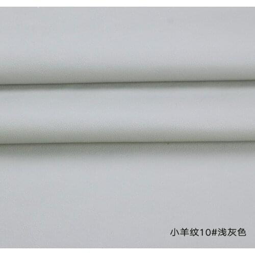 High Quality Micro Sheep pattern 10# light gray PU Leather fabric with little elastic for furniture cloth bag material(50x138cm)